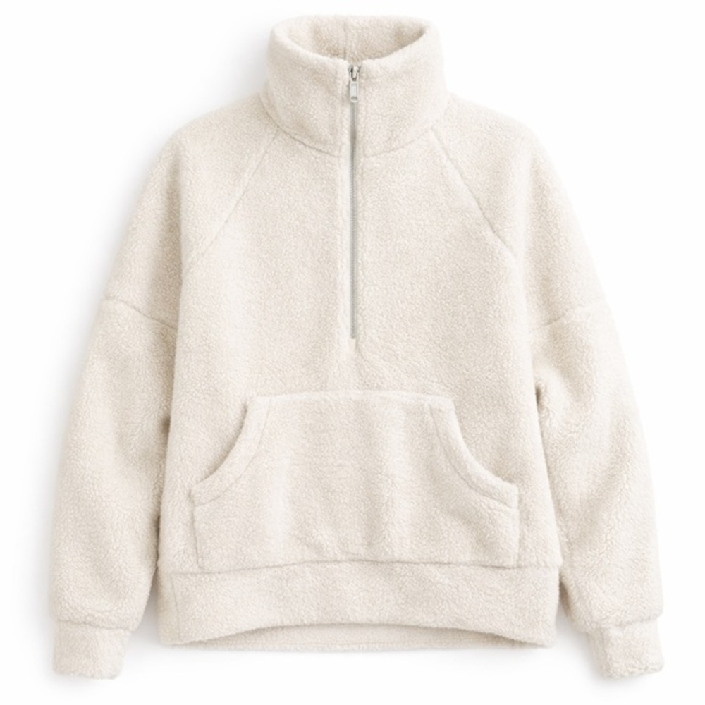 Lululemon Scuba Oversized Fleece Funnel Neck Half Zip Long White Opal XS/S